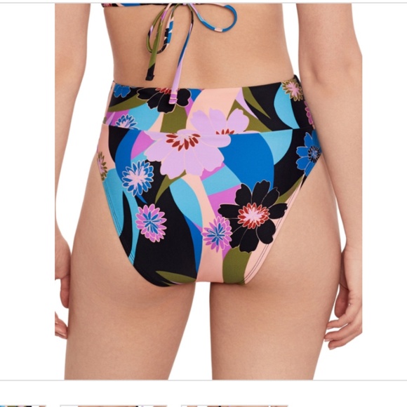 NWT Salt + Cove Women's Blooming Wave High-Waist Bikini Bottoms,Multi - Picture 3 of 3